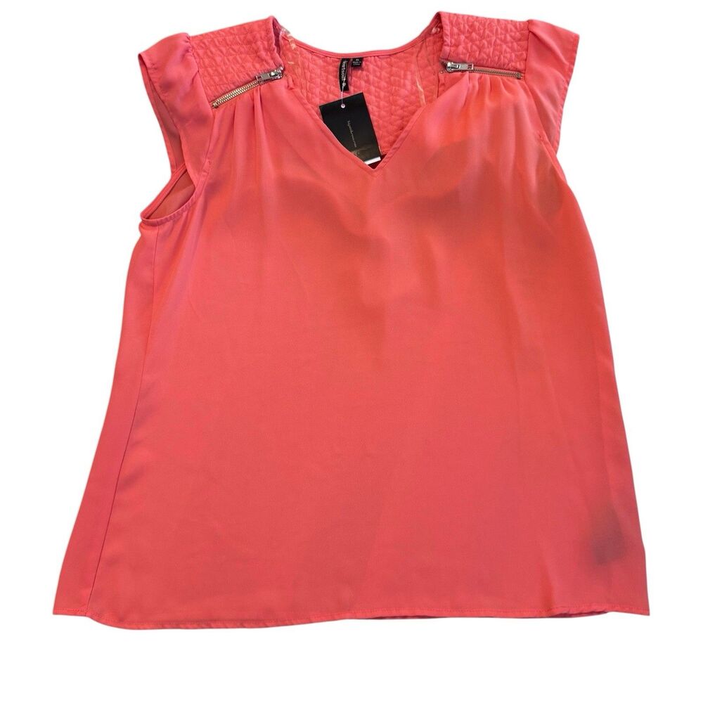 Heart & Soul Women's XL Coral Top Quilted Yoke Short Sleeve NWT